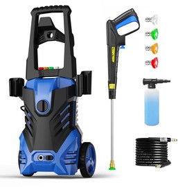 LeHao Electric Pressure Washer,2800PSI,Max to 1.9 GPM Power Washer 4 Different Pressure Tips, 25FT Hose Power Cord, Foam Cannon, Power Washer Electric Powerd for Patios Car Garden:_701B Blue