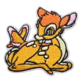 Cartoon Bambi With Butterfly on Tail Embroidered Iron on Patch