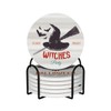 6 PCS Halloween Coasters with Metal Holder and Cork Base