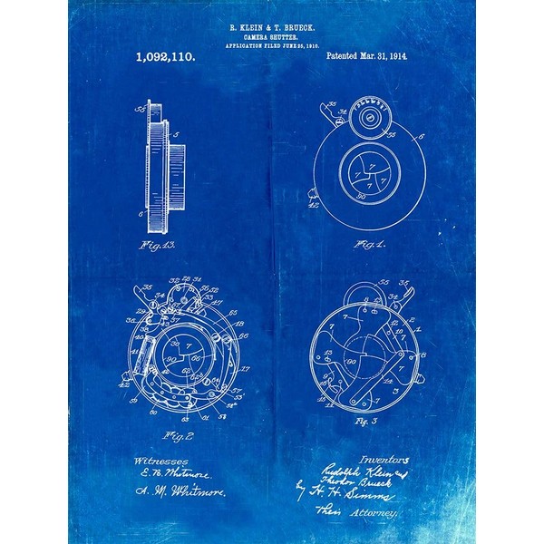 PP720-Faded Blueprint Bausch and Lomb Camera Shutter Patent Poster Poster