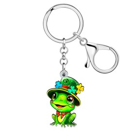 YINYA Acrylic Cute Green St. Patrick's Day Frog Keychain Hat Accessories for Women Girls Car Key Keyring Bag Purse Charms Gifts (Green)