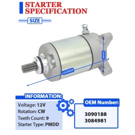 Motorsupermarkets Starter for Polaris Magnum 500 4X4 2000-2001 with Relay & Ignition Key Switch