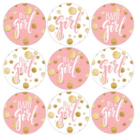 Pink and Gold It's a Girl Baby Shower Favor Stickers - 180 Labels
