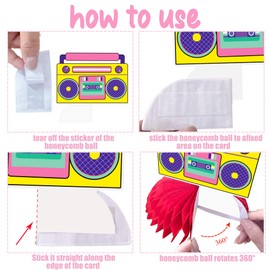 Boom Box and Cassette Tape Honeycomb Centerpiece 80s 90s Party Decorations Radio Cassette Tape Table Ccenterpieces Boombox Table Decor for Back to 1980s Hip Hop Music Birthday Party Supplies