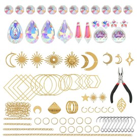 Sun Catcher Crystal Craft Set 200 Pieces DIY Window Suncatcher Wind Chime Craft with Pendant Window Decoration Hanging for Garden Wedding Party Home Office Garden Outdoor Decoration