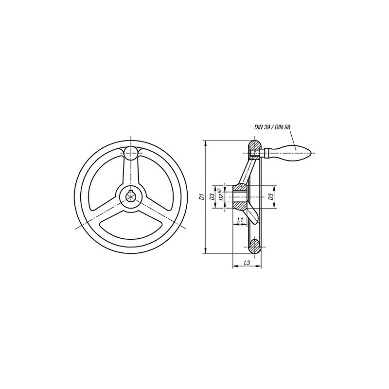 KIPP – Control Panels | Standard Elements K0160.5160X14 Handwheel with