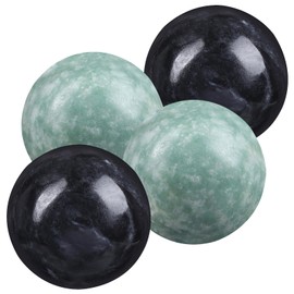 TEHAUX 1.4 Inch Marble Baoding Balls 4pcs - Manual Stone Massage Ball - Polished Spheres Chinese Hand Exercise Balls, 2 Set Green and Black