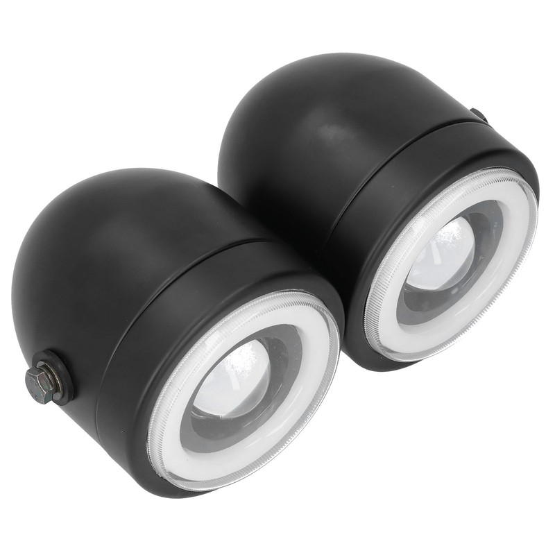 Universal LED Headlamp Double Lamps Round Angel Eyes High Low