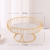 Fruit Tray Hollow Design High Foot Iron Marblel Decorative Practical
