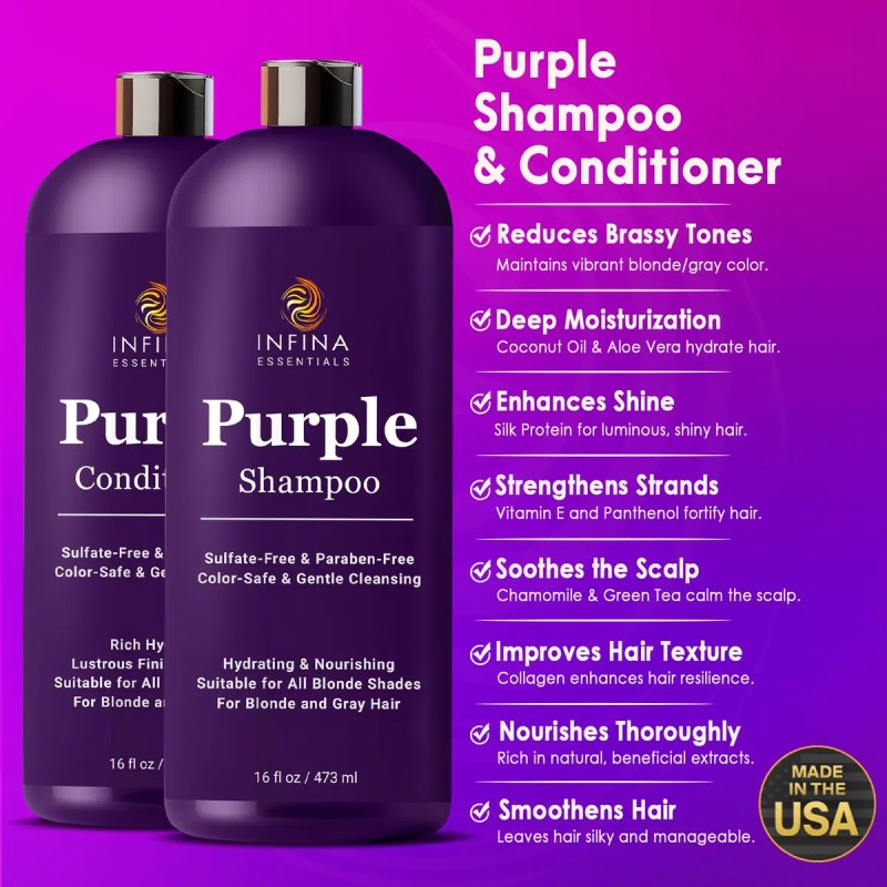 Juego De Champú Y Acondicionador Morado, Sin Sulfatos