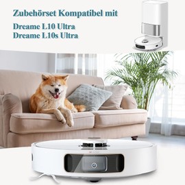 Bibemorol Bibemorol Zubeh?r f1r Dreame L10s Ultra / L10 Ultra Roboter Staubsauger, Zubeh?rset mit 2 Hauptb1rste, 4 staubbeutel, 4 HEPA Filter, 4 Wischt1cher, 6 Seitenb1rsten, 2 Reinigungsb1rsten(Schwarz)
