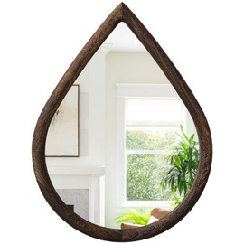 FEUFOAM Teardrop Mirror Wall Decor Large Wall Mounted Mirrors with Wood Frame Vintage Wall Art Mirror Rustic Farmhouse Decorative Mirrors for Bathroom Entryway Living Room