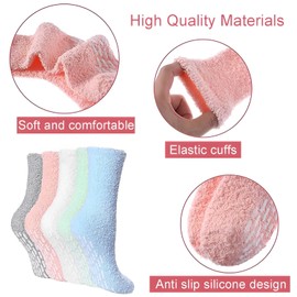 5 Pairs of Women's Cuddly Socks, Stopper Socks, Stopper Socks for Women, Non-Slip Socks, Fluffy Socks, for Women, Thermal Socks, House Socks, Sleeping Socks, Non-Slip Socks, Size 37-43, multicoloured