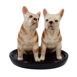 Ceramic Salt and Pepper Shaker Set with Dog Motif (French Bulldog)