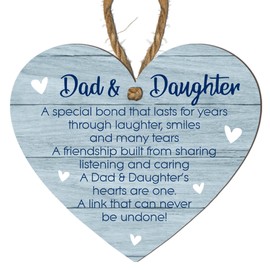 Laser Cut Father's Day Heart Plaque - Celebrate Dad & Daughter Bond, Durable MDF, Perfect Indoor Decor - Size 10cm x 9cm