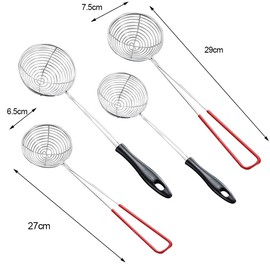 LATRAT 4 Pieces Stainless Steel Fondue Sieve, Spider Sieve Skimmer, Skimmer Spoon, Skimmer Spoon, Skimmer Spoon, Spider Strainer Ladle, Sieve Spoon for Cooking Vegetables, Mushrooms, Meat, Fish