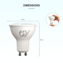 GY GU10 LED Warm White Bulb 4.9 W 780 Lumens 3000 K Warm White Bulbs, 80 W Halogen Bulb Replaced, Beam Angle 120° Bulb, Not Dimmable, Energy Saving Bulb, Pack of 2 (Energy Efficiency Class B)