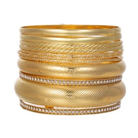 FUNOJOY Bangle Bracelet Set for Women, 14K Gold Plated Indian Multi Stackable Bracelets Gold Bangles For Women Jewelry Gifts