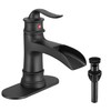 FRANSITON Waterfall Faucet Bathroom Faucet Single Handle One Hole Matte