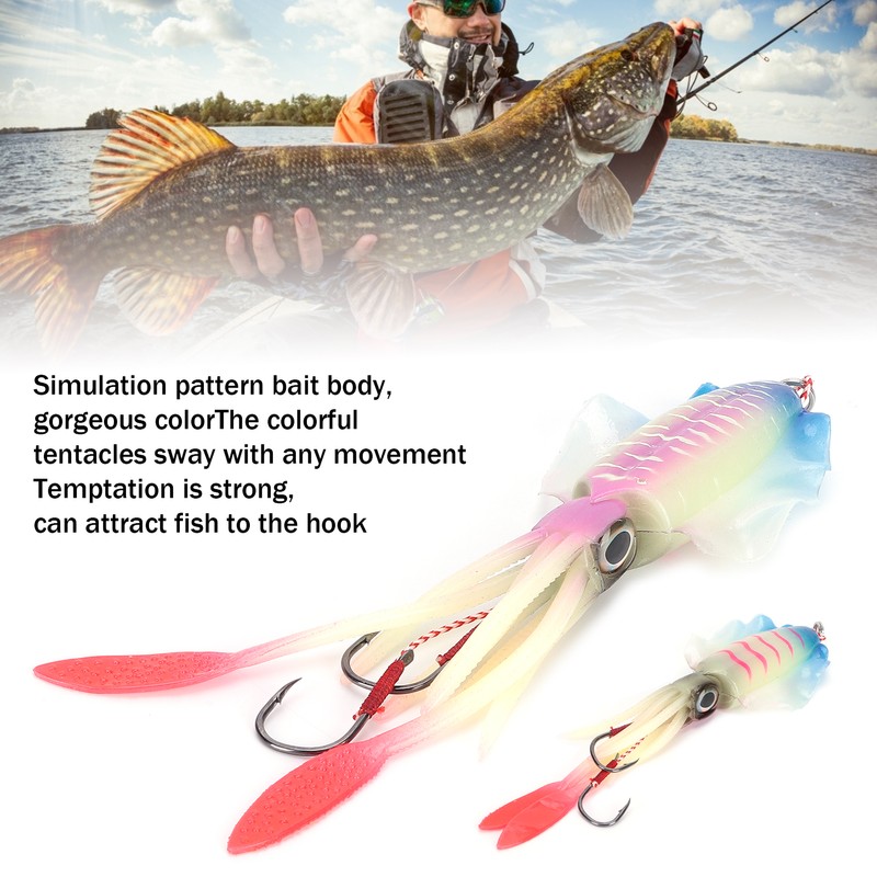 Fishing Squid Lure Octopus UV Luminous Squid Jigs with Hook