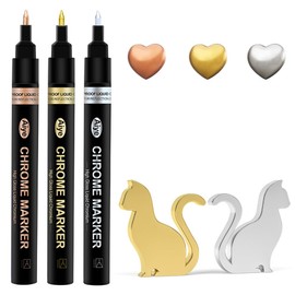 Lumixplendida 3Pcs Mirror Chrome Marker Chrome Pen Gold Silver Copper, Permanent Metallic Markers, Paint Pen for Car Model, Airplane Model, Glass, Wood, Paper