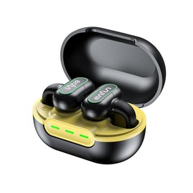 EnFun Open Ear Earbuds,Wireless Bluetooth 5.4 Headphone, Long Playtime, Clip-on Earphone with IPX5 Waterproof for Fitness, Running and Outworks earbuds free clip - Color: BLACK