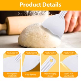 Pizza Spatula, Set of 2 Plastic Scrapers, Ideal for Pizza Dough, Scraping and Shaping, Perfect for Pizza Baking in the Kitchen for Rolling Out and Portioning Dough