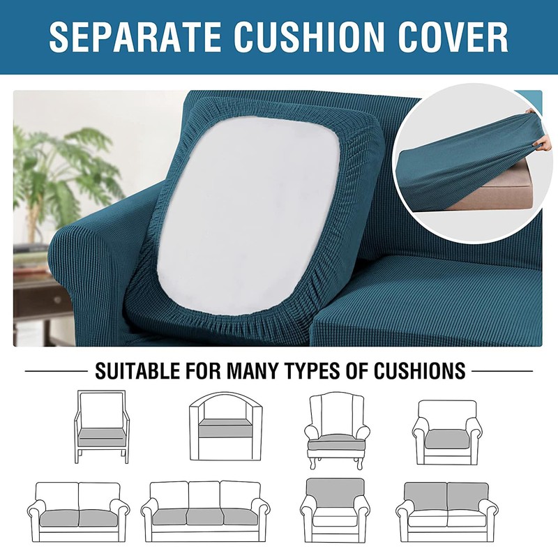 H.VERSAILTEX 3 Piece Stretch Sofa Covers for 2 Cushion Loveseat