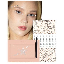 MERCY LONDON Self Adhesive Face Gems in Gold for Makeup, Rhinestone Stickers for Face, Eye, Makeup, Body, DIY Face Gems