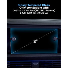 WEIPIN For 2020~2024 VW Jetta (SEL/SEL Premium)& 2022~2024 Taos (SE/SEL) Screen Protector 8 Inch Glossy Tempered Glass Touchscreen *1 Accessories 9H Hardness Glass - No More Scratch& Fingerprint