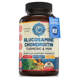 Advanced Joint Support Supplement with Glucosamine Chondroitin MSM Turmeric Boswelia. Supports Inflammatory Response, Discomfort Relief for Knees Hands Back & Joints. NSF Certified, USA Made. 90 Count