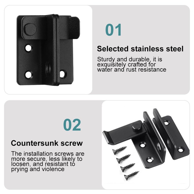 Stainless Steel Door Bolt, Lockable Fastener with Padlock Hole Latch,