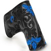 Craftsman Golf Black Floral Blade Putter Cover Headcover Protector