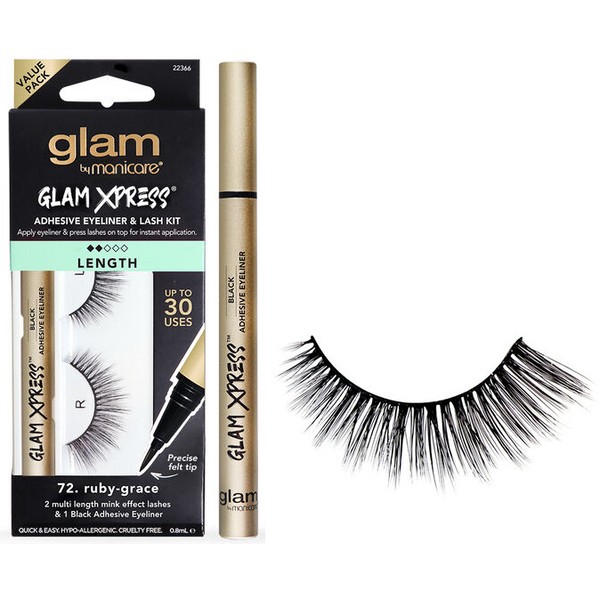 Manicare Glam Xpress Adhesive Eyeliner & Lash Kit - LENGTH Ruby-Grace