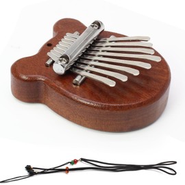 Uenhoy Mini Wood Kalimba Thumb Piano 8 Keys Finger Thumb Piano Musical Instruments, Portable Wooden Mbira Finger Piano for Piano Beginners, Bear