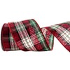 MTCELL Red, Green, Black, and White Plaid Christmas Wired Ribbon