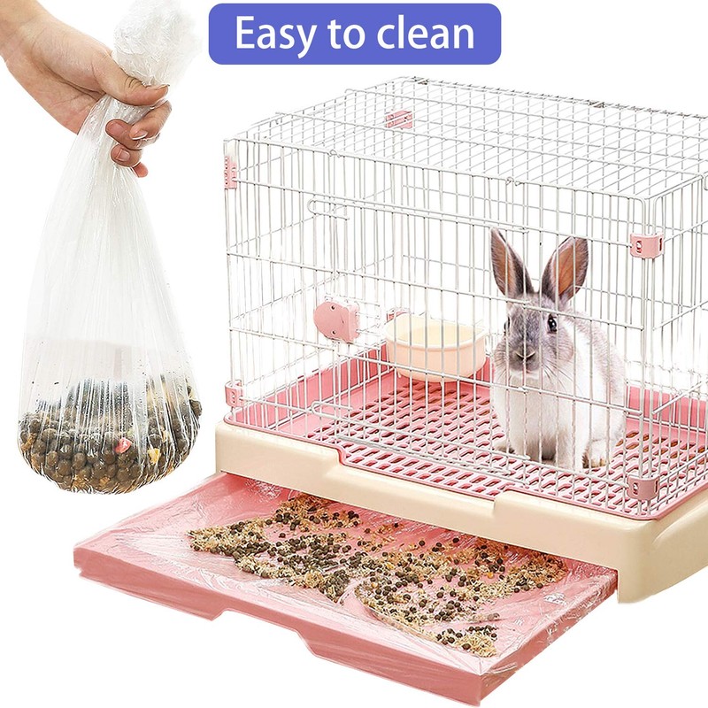 upcessory 50 pcs Disposable Cage Liners, Clear Plastic Rabbit Cage