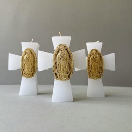 Recuerdo Para Bautizo Vela Cruz Mini Virgen De Guadalupe 12 Pzs