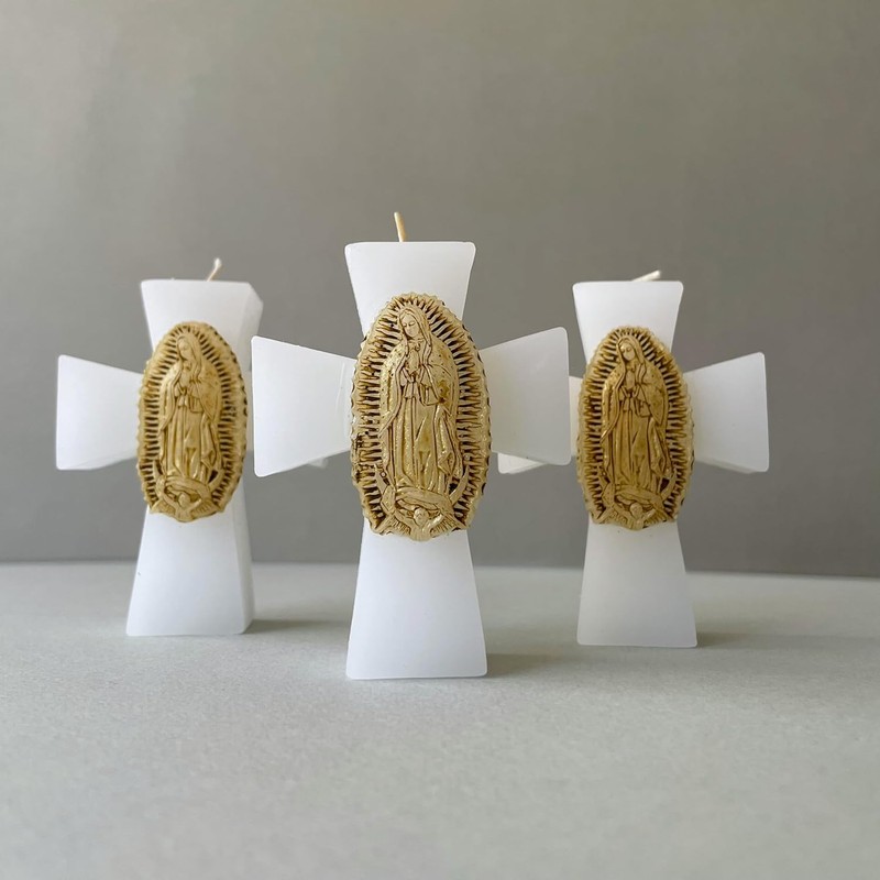 Recuerdo Para Bautizo Vela Cruz Mini Virgen De Guadalupe 12