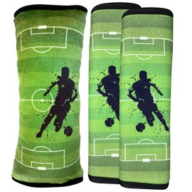 HECKBO 2x Seat Belt Pads + 1x Seat Belt Cushion Football