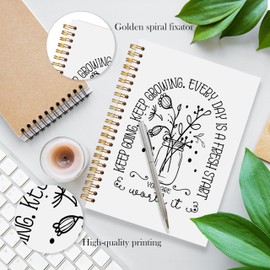 LADOCK Inspirational Floral Notebook, Motivational Journal, Inspirational Gifts for Women, Positive Affirmation Gifts Spiral Notebook, Keep Going Growing Motivational Journal for Women, 5.5x8.3