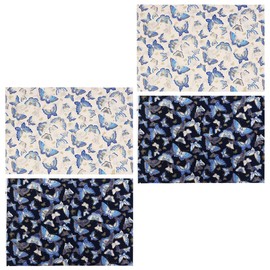 IWOWHERO 4pcs Cotton Fabric DIY Patchwork Kit Butterfly Print Fabric for Quilting and Crafts Comfortable Material for Sewing Projects