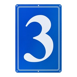 M METERXITY Aluminum Number Sign 3, 11.8 Inch House Numbers and Metal Letters, Parking Spot Letter Signs, Metal Letter Wall Decor for Garden/Door/Mailbox [White Text On Blue]