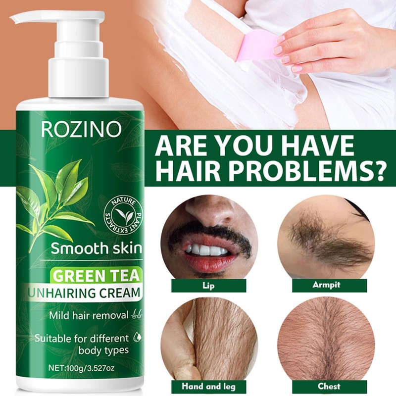 Hair Removal Cream for Women,Gentle Quick Depilatory Cream with Green