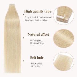 TESS Tape Extensions Real Hair, 45 cm, Blonde Tape Hair Extensions, 20 Pieces, Straight Light Blonde, Remy Tape-In Hair Extensions for Hair Thickening (20 Pieces - 30 g)