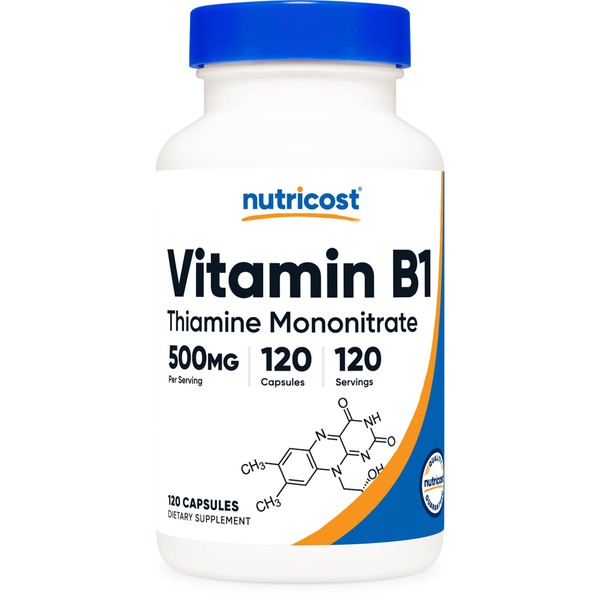 Nutricost Vitamin B1 (Thiamine) 500mg, 120 Capsules