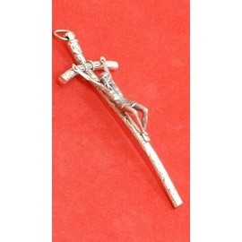 Pope John Paul II Signature Pewter Pastoral Wall Cross, 4", Made in Italy