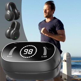 Clip On Earbuds | Clip On Workout Headphones,Long-Lasting Secure Fit, True Wireless Earphones with Charging Case, Sweatproof, Waterproof Headset, Comfortable, Lightweight for Commuting