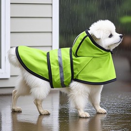 IOICYBF Dog Raincoat Hooded, Reflective Dog Slicker Poncho Adjustable Waterproof Lightweight Rain Jacket for Dogs,Green,XS