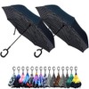 Parquet Purple and Blue Flower Double Layer Inverted Umbrellas -